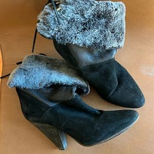 Yin brand fold over suede bootie, soft furry fold over lining. Size 38